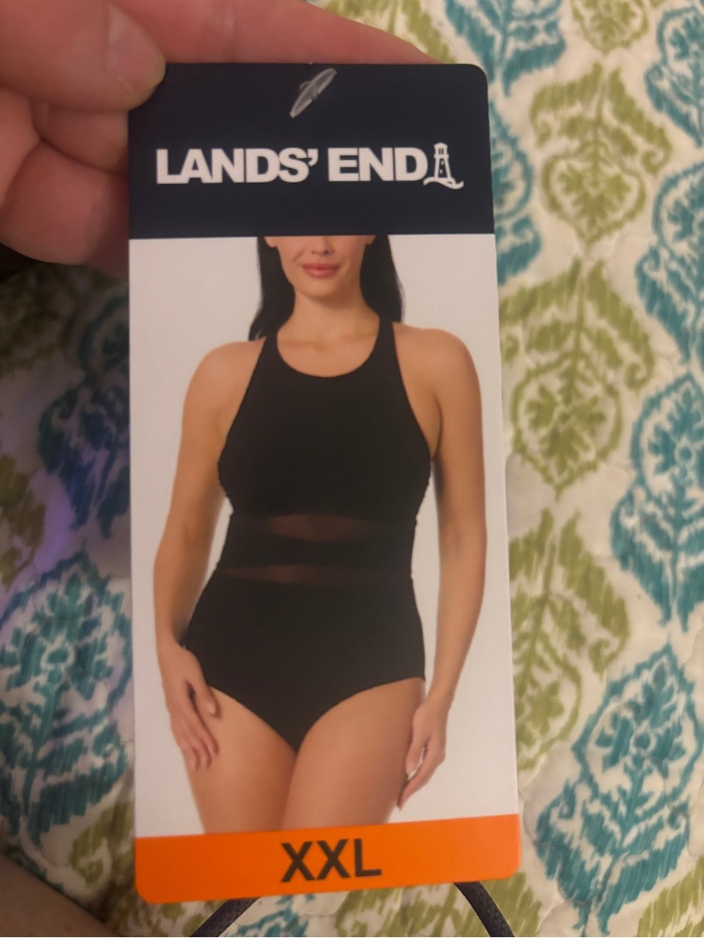 Lands' End Black High-Neck One-Piece Swimsuit